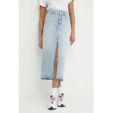 United Colors of Benetton fustă din denim midi, dreaptă