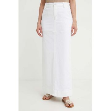 A.L.C. fustă din denim Hunter culoarea alb, maxi, dreaptă, 3SKRT00538