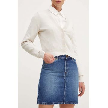 A.P.C. fustă din denim jupe standard culoarea bleumarin, mini, dreaptă, COGZU.F06094