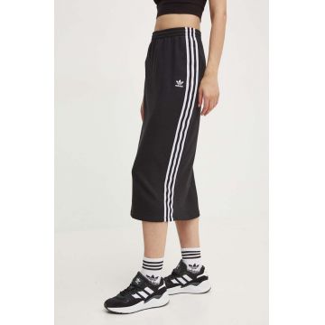 adidas Originals fustă Knitted Skirt culoarea negru, midi, drept, IY7279