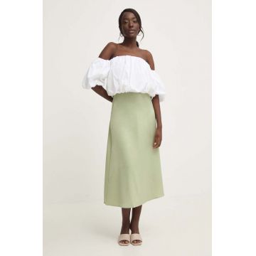 Answear Lab fusta culoarea verde, midi, evazati