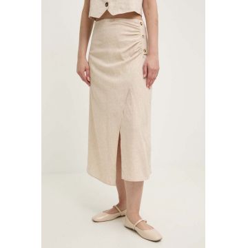 Answear Lab fusta de in culoarea bej, midi, evazati