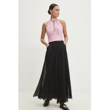 Answear Lab fusta de matase culoarea negru, maxi, evazati