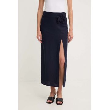 Answear Lab fusta din in culoarea albastru marin, maxi, evazati