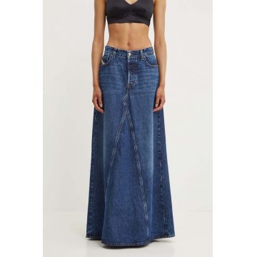 Diesel fustă din denim DE-PAGO GONNA culoarea negru, maxi, evazată