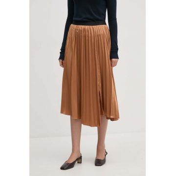 Dkny fusta culoarea maro, midi, evazati, P4ENTQBW