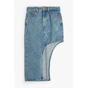 Fusta de denim cu slit frontal
