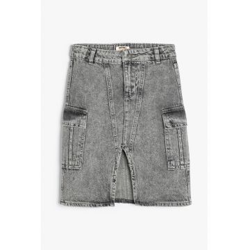 Fusta de denim cu slit frontal