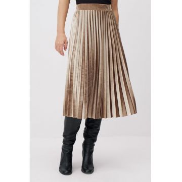 Fusta midi cu pliuri - Bej
