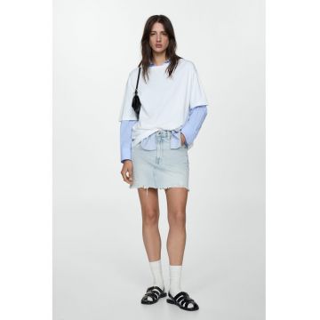 Fusta mini din denim cu terminatie cu aspect deteriorat Elena