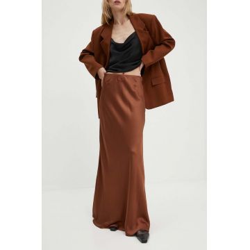 Gestuz fusta culoarea maro, maxi, evazati, 10909290
