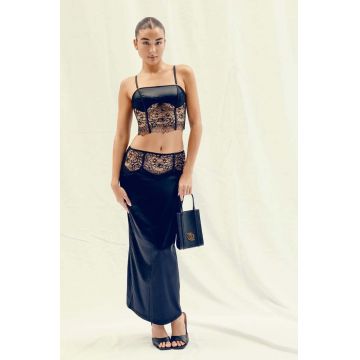 GOD SAVE QUEENS fusta CRISTINA SKIRT culoarea negru, midi, creion, GSQ-17-320
