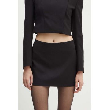 La Mania fusta culoarea negru, mini, drept, ANTICO