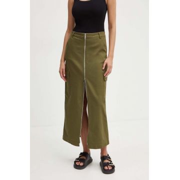 MAX&Co. fustă din denim culoarea verde, maxi, dreaptă, 2426106011200