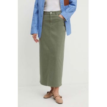 MAX&Co. fusta jeans culoarea verde, maxi, evazati, 2416101023200