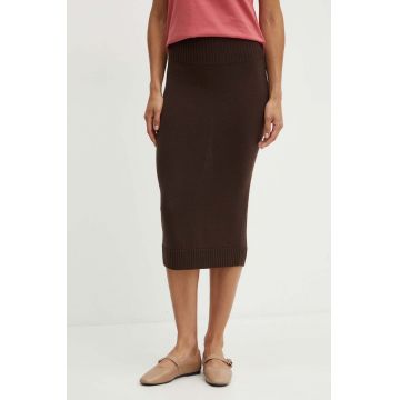 Max Mara Leisure fusta de lana culoarea maro, midi, creion, 2426306018600