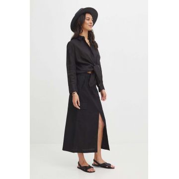 Medicine fusta din in culoarea negru, maxi, drept
