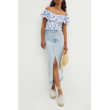 Medicine fustă din denim maxi, dreaptă