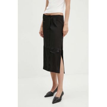 Moschino Jeans fusta culoarea negru, midi, drept, 0113.8229