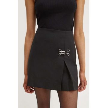 Moschino Jeans fusta din amestec de lana culoarea negru, mini, drept, 0107.8226