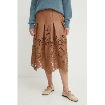 MUNTHE fusta culoarea maro, midi, evazati