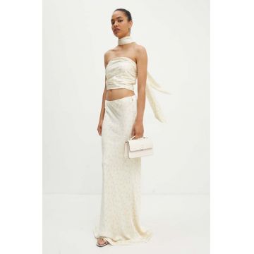 Rotate fusta Satin Maxi Skirt culoarea bej, maxi, drept, 1128412986
