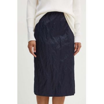 Weekend Max Mara fusta culoarea albastru marin, midi, drept, 2425106031600