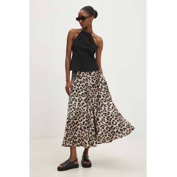 Answear Lab fusta culoarea maro, midi, evazati