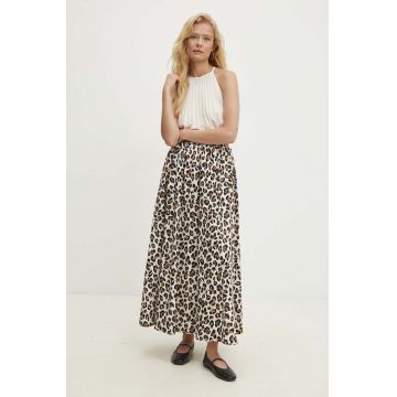 Answear Lab fusta din bumbac culoarea maro, maxi, evazati