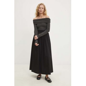 Answear Lab fusta din bumbac culoarea negru, maxi, evazati