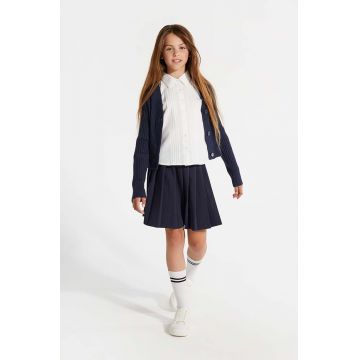 Coccodrillo fusta fete culoarea albastru marin, mini, drept, BACK TO SCHOOL GIRL