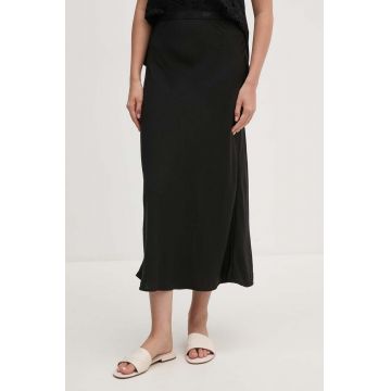Dkny fusta culoarea negru, midi, drept, DJ4K9510