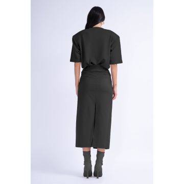 Fusta Dreapta cu Slituri Neagra