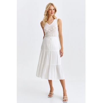 Fusta midi cu slituri laterale - Alb optic