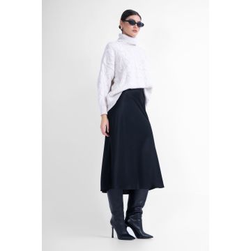 Fusta midi neagra din satin