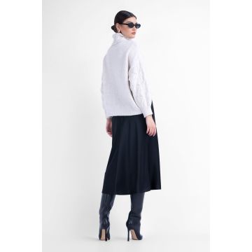 Fusta midi neagra din satin