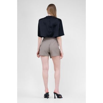 Fusta pantalon bej asimetrica cu buzunare