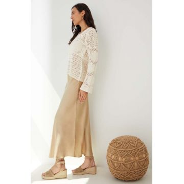 Medicine fusta culoarea bej, maxi, evazati