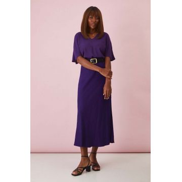 Medicine fusta culoarea violet, maxi, evazati Medicine fusta culoarea violet, maxi, evazati