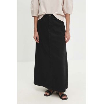 Answear Lab fustă din denim culoarea negru, maxi, evazată Answear Lab fustă din denim culoarea negru, maxi, evazată