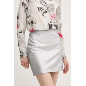 Desigual fusta LONDON culoarea argintiu, mini, creion, 24WWFK01