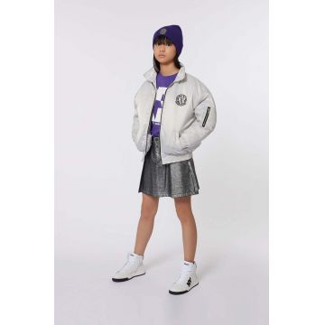 Dkny fustă din denim pentru copii culoarea gri, mini, dreaptă, D60227