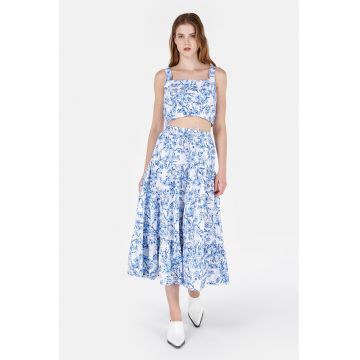 Fusta midi cu model floral Fusta midi cu model floral