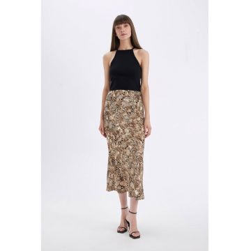 Fusta midi cu model piele de reptila