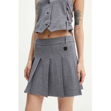 The Kooples fusta din amestec de lana culoarea gri, mini, evazati, FJUP29022K