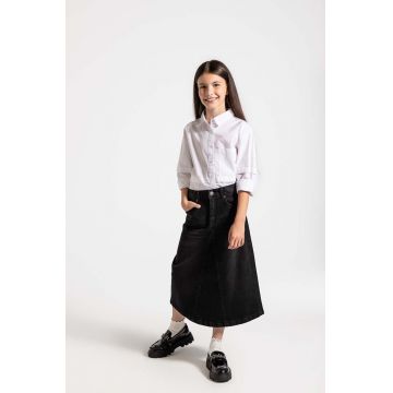 Coccodrillo fustă din denim pentru copii culoarea negru, midi, evazată, CARTOONS GIRL JUNIOR