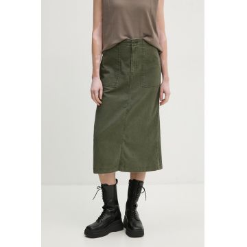 Levi's fusta jeans culoarea verde, midi, drept, A8696