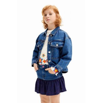 Desigual fustă din denim pentru copii culoarea bleumarin, mini, evazată, 24WGFD01