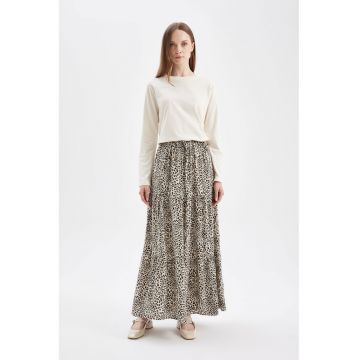 Fusta maxi evazata cu animal print