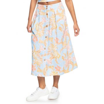 Fusta midi cu imprimeu tropical Night Time